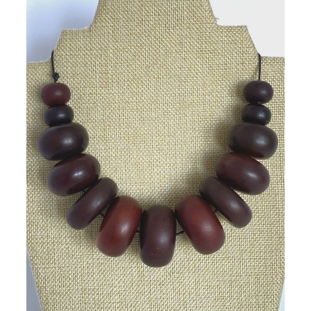 African PF Copal Amber Bakelite Faturan Graduated Beads 15in Necklace 195.2g
